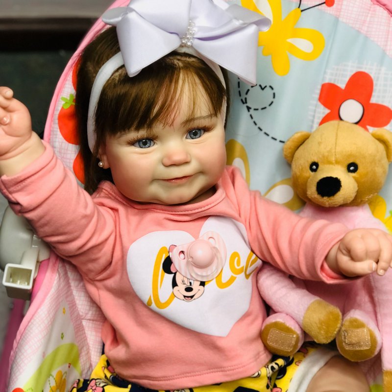 BEBÊ REBORN REALISTA MENINA TATA LAÇO AZUL